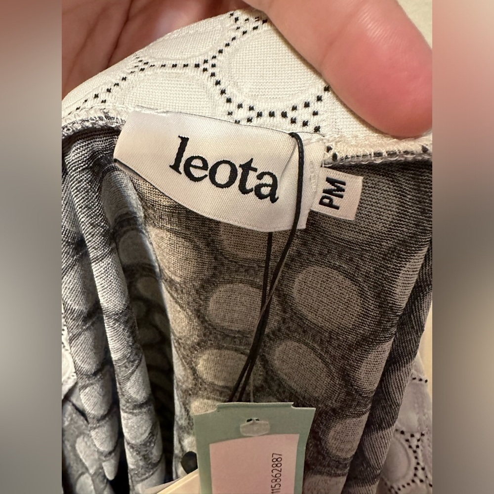Leota Nwt Stitch Fix Nwt Ivory Black Dot Luxe Jacquard Pencil Skirt Size Pm — image 2 of 6